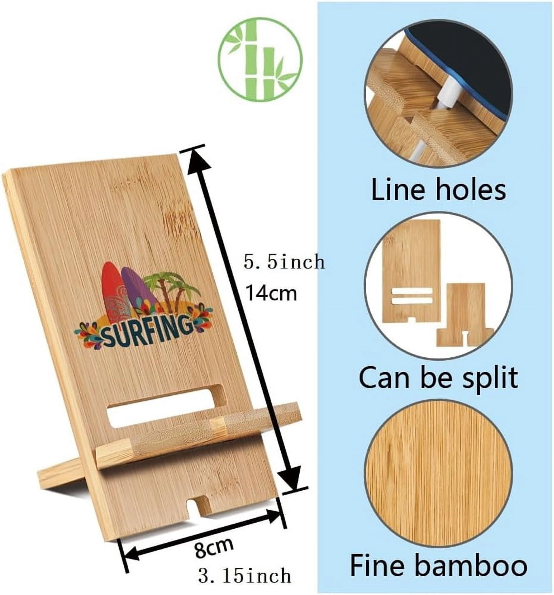 10 Pcs Sublimation Blank Wood Phone Stand with Charging Hole Detachable Portable Phone Holder