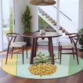 thumbnail image 3 of Round Rugs 8Ft, Summer Pineapple Round Area Rug Washable Indoor Throw Carpet, Yellow Blue Green Striped Geometric Large Non Slip Circle Rug for Kids Room RV Home Decor Aesthetic, 3 of 8