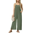 thumbnail image 4 of UAMVSH Jumpsuits for Women Summer Casual Sleeveless Long Rompers with Pockets Trendy Spaghetti Strap Side Slit Baggy Wide Leg Overalls Clothes, 4 of 5