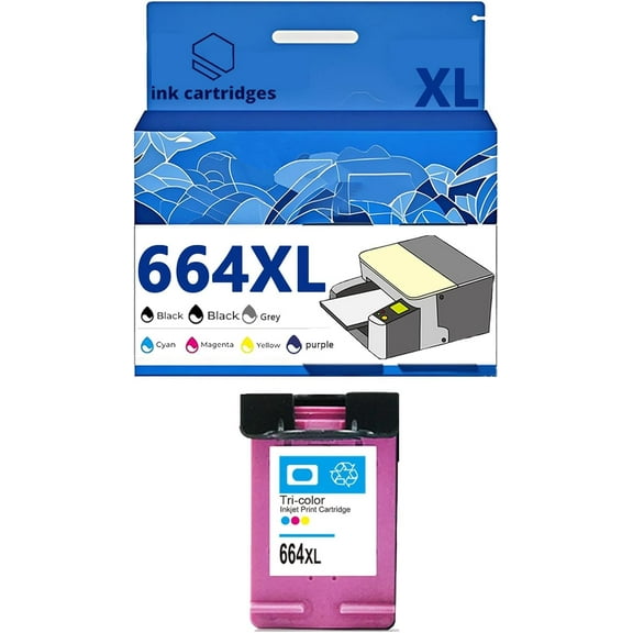 664 664XL Ink Cartridges Compatible for HP 5275 4676 4536 4535 3775 3635 2675 2135 1115 Inkjet Printers, Leak-Proof Design Crisp Printing