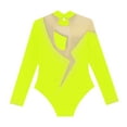 thumbnail image 6 of Aislor Kids Girls Sparkly Gymnastics Leotard Long Sleeve Active Bodysuit Skating Dance Unitard Fluorescent Yellow 10, 6 of 7
