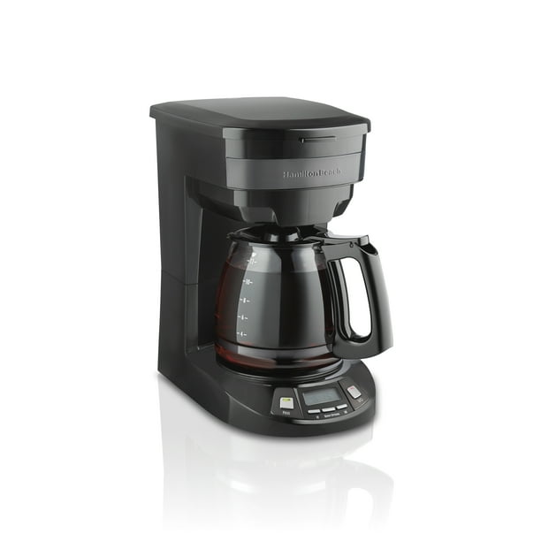 Hamilton Beach Programmable Coffee Maker, 12 Cup, Black Stainless Steel