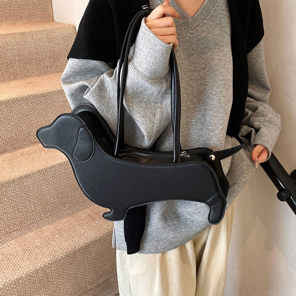 Necvior Unique Dachshund Designs Shoulder Bag PU Handbag Underarm Purse for Lady