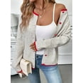 thumbnail image 4 of Women'S Button Down Knit Cardigan Sweaters Crew-Neck Long-Sleeve Casual Jumper Outwears Light Gray S, 4 of 9