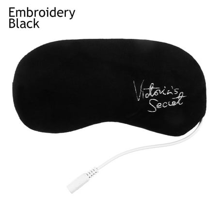 Portable USB Plush Beauty Eye Protection Eye Massage Tool Relax Heated Blindfold EMBROIDERY BLACK