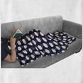 thumbnail image 6 of Rain Soft Flannel Fleece Blanket, Cumulus Style Puffy Clouds Participating White Droplets Repeating Pattern, Cozy Plush for Indoor and Outdoor Use, 60" x 80", Dark Purple and White, by Ambesonne, 6 of 6