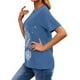 thumbnail image 4 of Sonducket Camisa de manga corta con estampado de de león y cuello para mujer Prendas para la parte del cuerpo azul claro S, 4 of 6