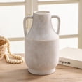 thumbnail image 2 of Ceramic Flower Vase with Handles, Large Decorative White Vase, Farmhouse Terracotta Vases for Home Decor, Rustic Vintage Vases for Living Room, Kitchen, Bedroom, Office, Coffee Table, 28CM, 2 of 11