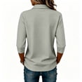 thumbnail image 4 of Hearthz Womens Tops 3/4 Sleeve Polo Shirts Casual Button V-Neck Tunic Tops To Wear with Leggings Business Dressy Shirts for Women, 4 of 5