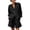 Black, variant on LEKWK Linen Sets for Women 2 Piece Long Sleeve V Neck Button Down Tops and High Waisted Shorts with Pockets Summer Solid Casual Travel Vacation Sets