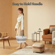 Beinilai Collapsible Foot Bath Basin with Massage Bumps for Soaking Feet,Soaking Tub with Handle,Multifunctional Plastic Foot Bucket-Grey