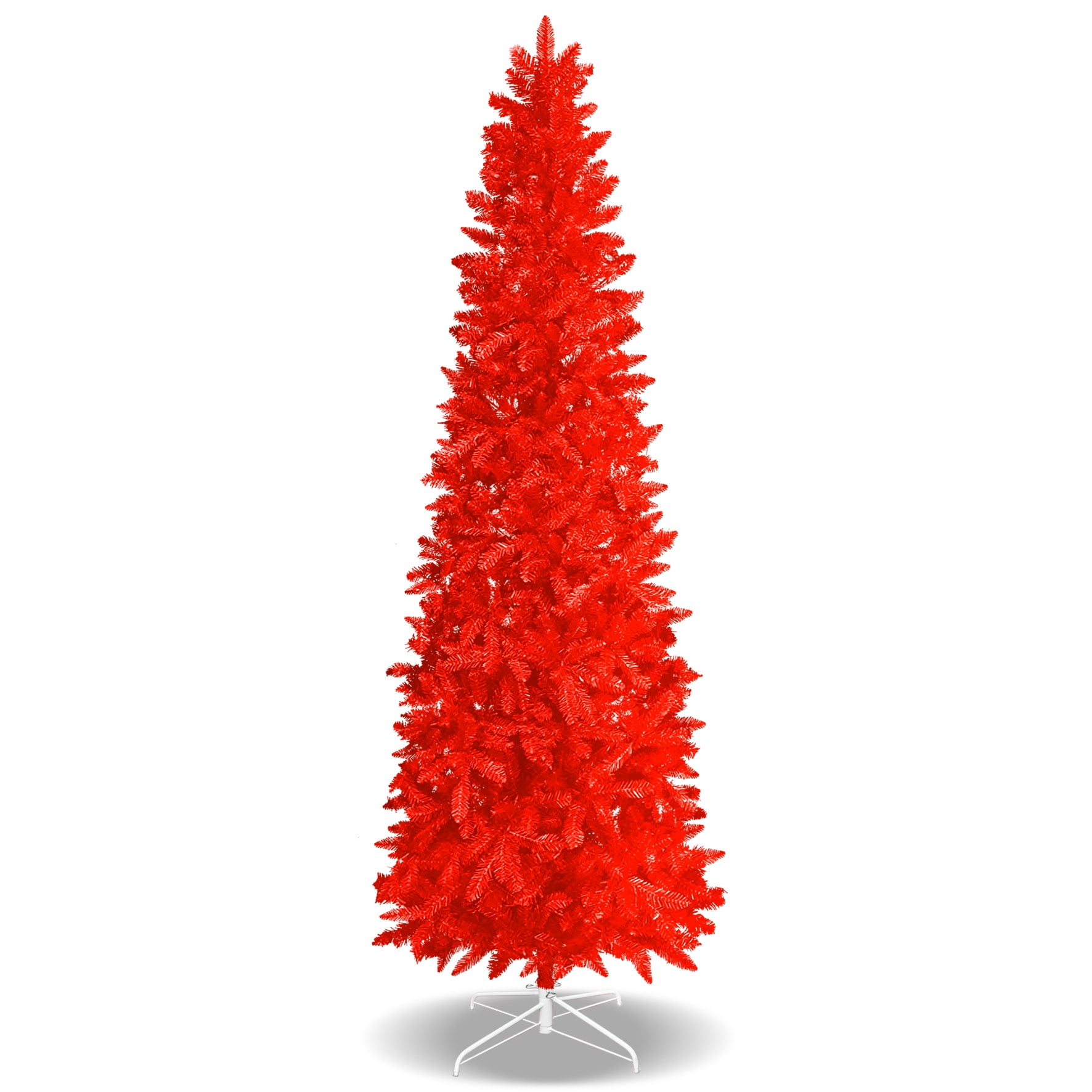 YardGrow 7.5ft Slim Red Christmas Tree Pencil Pine Artificial Bushy ...