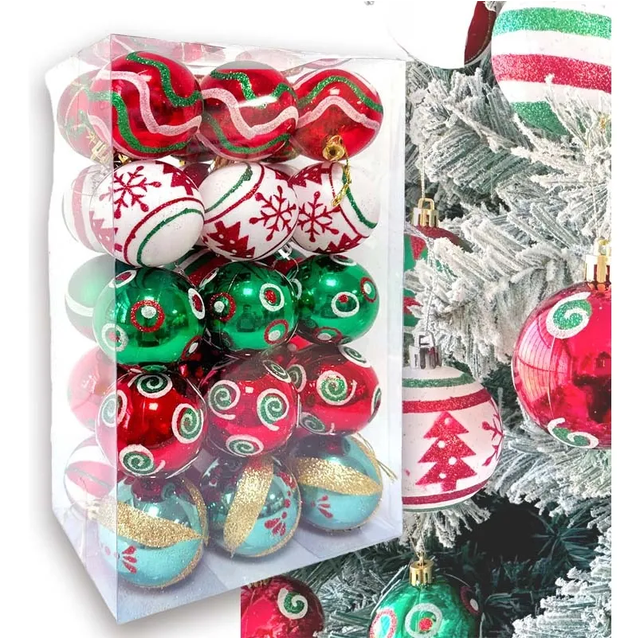 Navideñas 6cm Decoración Navideña Adornos Árbol 30 Esferas Xtellar multicolor