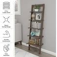thumbnail image 4 of 5-Tier Wall Shelf - Ladder Style Wood Bookshelf - Decorative Display Shelving for Offices, Homes, Dorm Rooms, and Apartments by Lavish Home (Walnut), 4 of 7