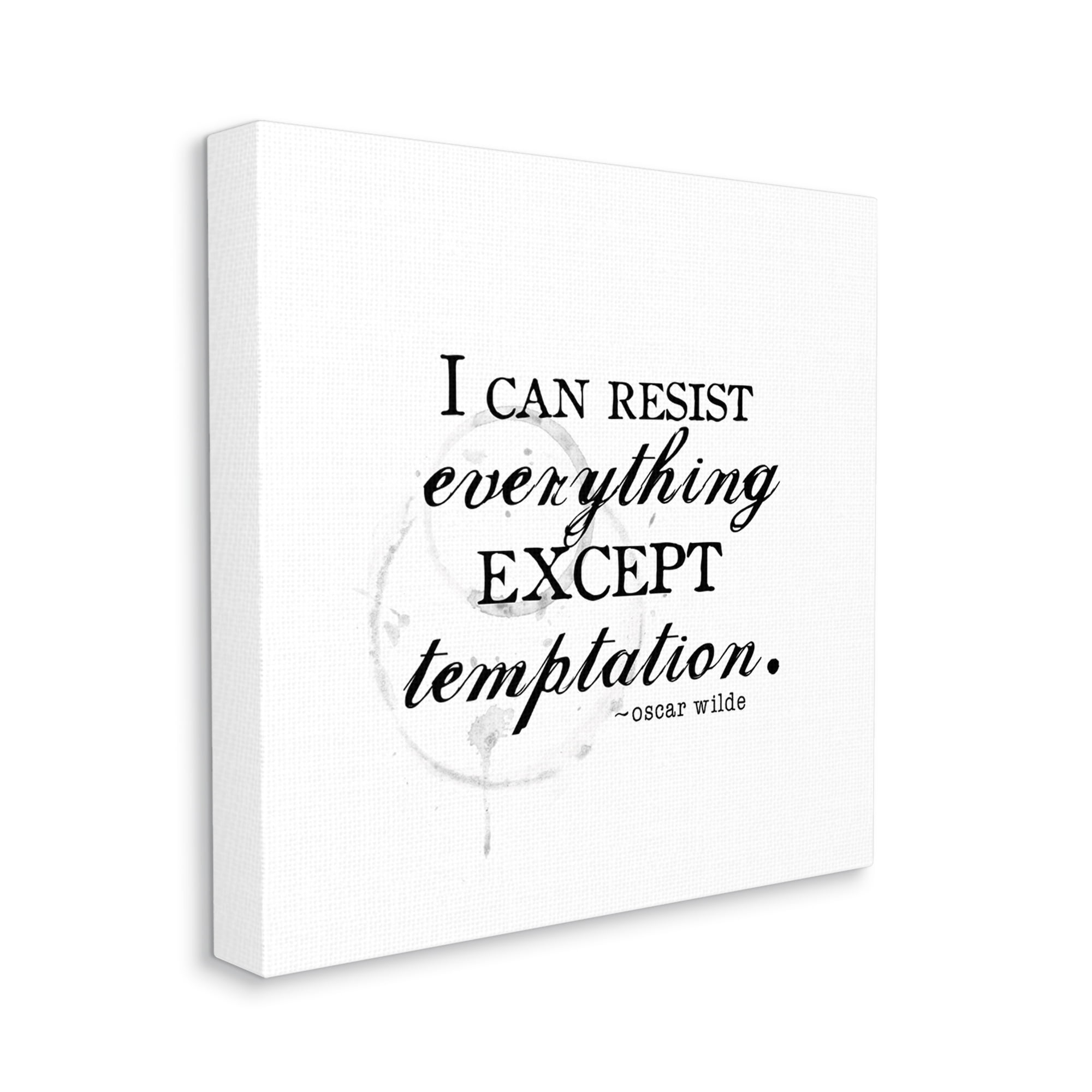 Stupell Industries Resist Temptation Oscar Wilde Quote Vintage Stain Motif Graphic Art Gallery Wrapped Canvas Print Wall Art, Design by J. Weiss
