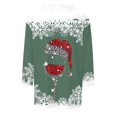thumbnail image 5 of Women Christmas Outfit Women's Autumn Winter V Neck Long Sleeve T-Shirt with Festive Holiday Print Design for Casual Wear Green 2XL, 5 of 5
