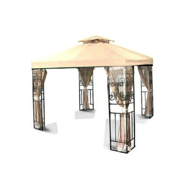 NEW 10 x 10 TWO TIER REPLACEMENT GAZEBO CANOPY TOP COVER SUN SHADE