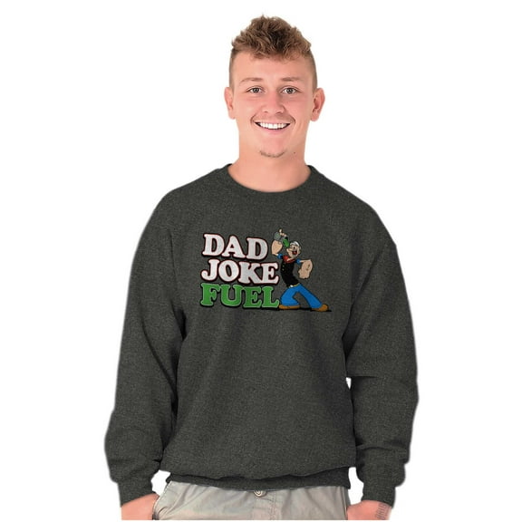 Popeye Cartoon Spinach Dad Joke Fuel Men's Crewneck Sweatshirt Brisco Brands S