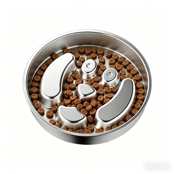 Slow Feeder Dog Bowl-5.5Cup for Small Puppy, Double-Layer 304 Stainless Steel Puzzle Bowl, Anti-Choking for Fast Eaters, Non-Slip Base, Dishwasher Safe