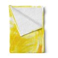 thumbnail image 2 of Yellow and White Soft Flannel Fleece Throw Blanket, Painting Style Brushstroke Twist Abstract Monochrome Wave, Cozy Plush for Indoor and Outdoor Use, 70" x 90", Yellow Marigold, by Ambesonne, 2 of 5