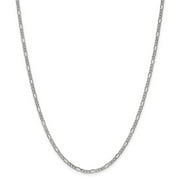 Real 14kt White Gold 2.5mm Semi-Solid Figaro Chain; 18 inch; Lobster Clasp; for Adults and Teens; for Women and Men