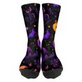 thumbnail image 2 of Voska Pumpkin Bat Patterns Stretch Mid-Calf Socks - Designed specifically for running, stylish and breathable for training. Dark Purple One Size, 2 of 6