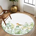 thumbnail image 2 of Round Rugs 5Ft, Spring Eucalyptus Round Area Rug Washable Indoor Throw Carpet, Birds Green Leaf Vase Watercolor Soft Non Slip Circle Rug for Cabinet Bathroom Home Decor Aesthetic, 2 of 8