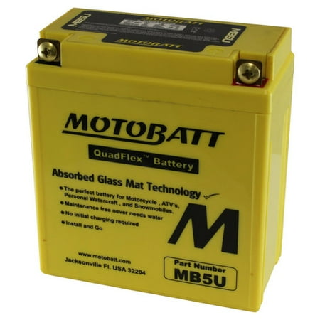 MotoBatt MB5U Battery 12V 7A 105CCA Factory Activated Quadflex AGM Battery