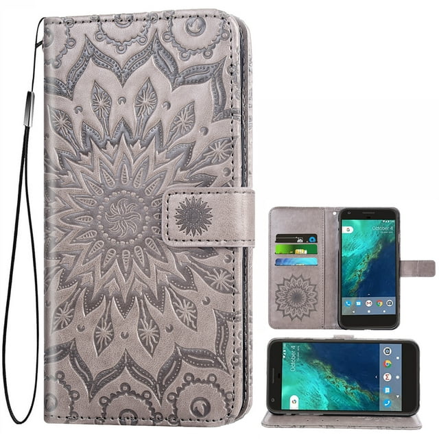 Magnetic Flip PU Leather Wallet Case Money Bill Pocket Purse 3 Credit Card Slot Cover for Google Pixel 1 XL, Black