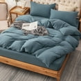 thumbnail image 7 of PURE ERA King Size Duvet Cover Set 100% Jersey Cotton Ultra Soft Stretchy Solid Cerulean Blue (1 Duvet Cover 2 Pillow Shams), 7 of 7