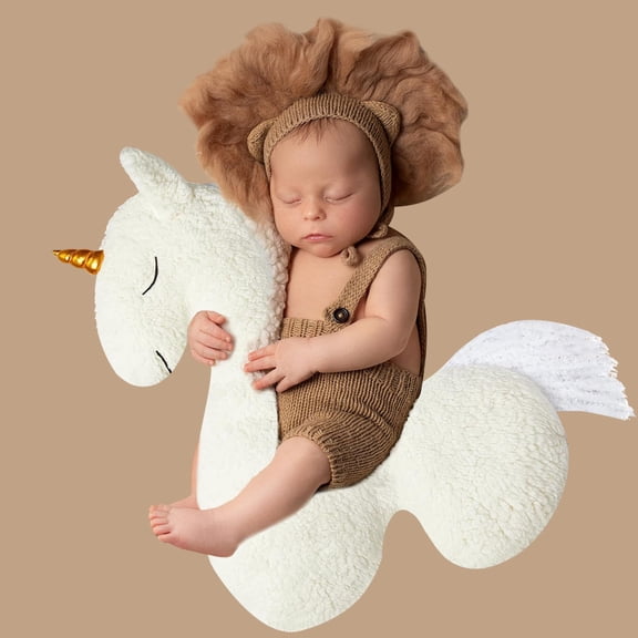 Baby Unicorn Posing Pillow Infant Photography Prop One-Horned Alpaca Photoshoot