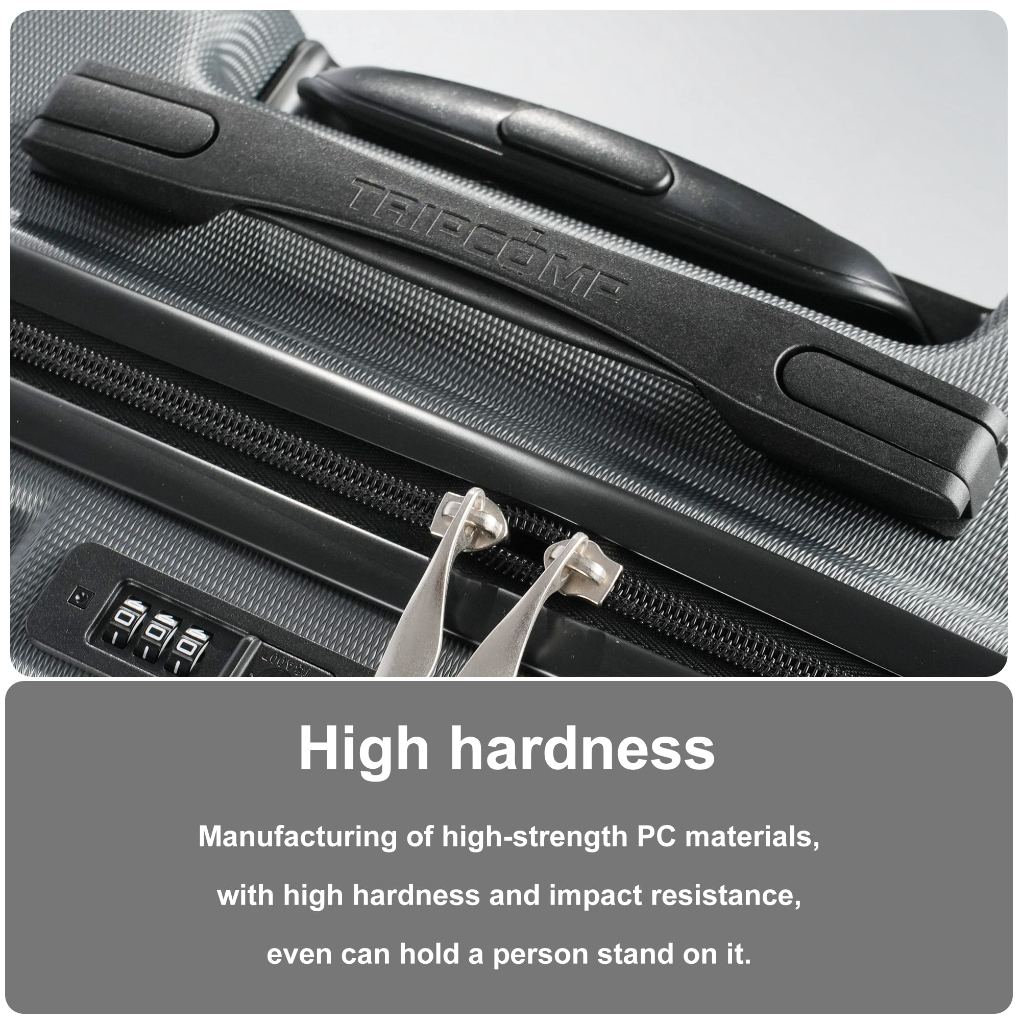 Tripcomp Hardside Luggage Set 3-Piece Set(21/25/29) Lightweight Suitcase 4-Wheeled Suitcase Set(Grey)