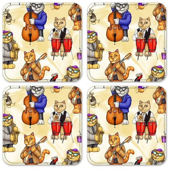 Vinyl Drink Coasters - Set of 4 - Jazz Cats - Image by Dan Morris