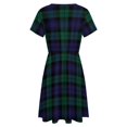 thumbnail image 5 of Modern Cute Blue And Green Plaid Sundress Short Sleeve Dress Summer Women Clothes Dress for Women Dresses, 5 of 7
