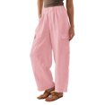thumbnail image 6 of ShomPort Women's Fall Cotton Linen Trouser Elastic High Waist Baggy Pants Lounge Pants with Pocket, 6 of 8