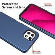 For BLU View 5 Pro 2024 Dual Layer Slim & Tough Hybrid Shockproof Heavy Duty TPU Matte with Textured Rugged Shell Protection Phone Case Cover by Xpression - Blue Navy