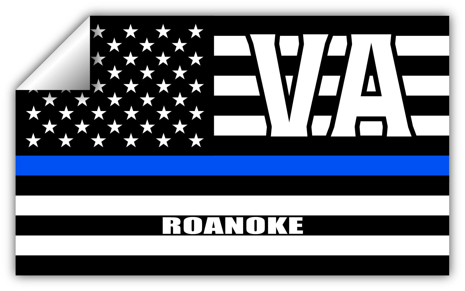 Roanoke VA Virginia Roanoke County Thin Blue Line Stealthy USA Flag