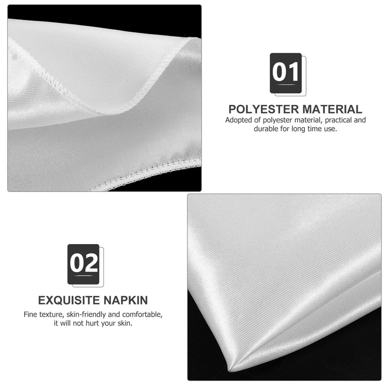 10 Sheets Wedding Party Napkins Cocktail Solid Satin White Dinner Washable Banquet