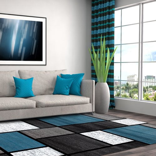 World Rug Gallery Contemporary Modern Boxes Area Rug or Runner