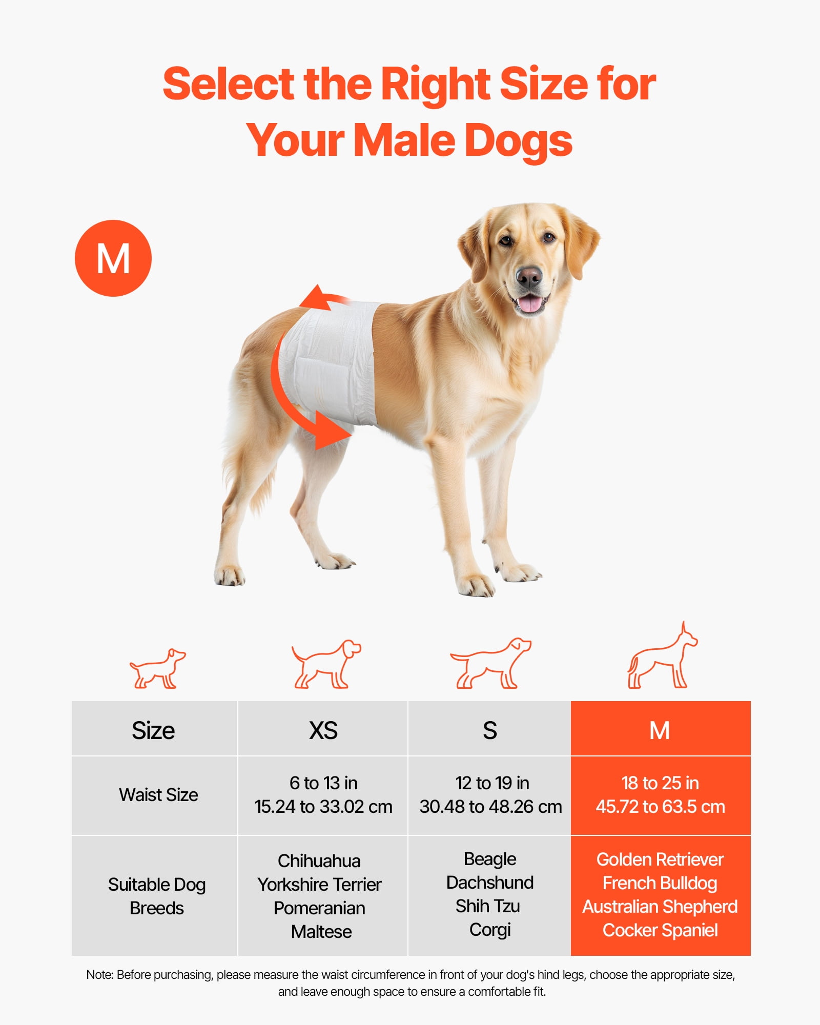 VEVOR Disposable Male Dog Diapers, Super Absorbent Male Dog Wraps, 360 ° Leak-Proof Belly Bands with Wetness Indicator for Doggies in Heat, Training, Incontinence - M, 144 Count (2 Packs of 72)