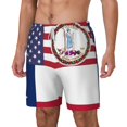 thumbnail image 5 of Mens Virginia Texas Flag Swimming Trunks with Compression Liner Beach Quick Dry Swim Shorts, 5 of 6