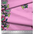thumbnail image 2 of Soimoi Polyester Crepe Fabric Leaves & Floral Block Print Sewing Fabric Yard 52 Inch Wide, 2 of 3