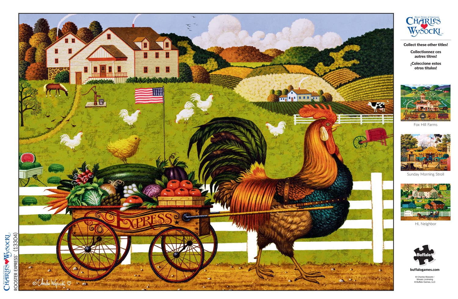 Buffalo Games 1000-Piece Charles Wysocki Rooster Express Jigsaw Puzzle