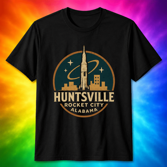 Huntsville Alabama Rocket City Skyline NASA Space Center Souvenir Unisex T-Shirt V19632, S-5XL