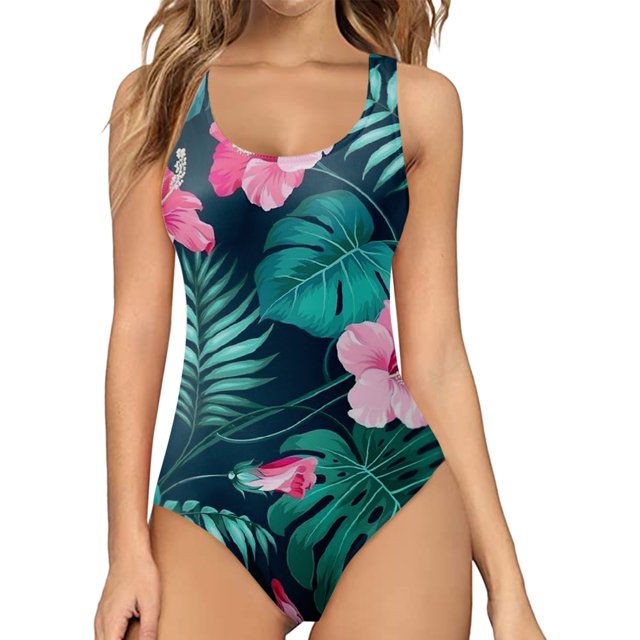 Aayomet Maillot de Bain Femme Résistant au Chlore Col Carré une Pièce, Bleu m