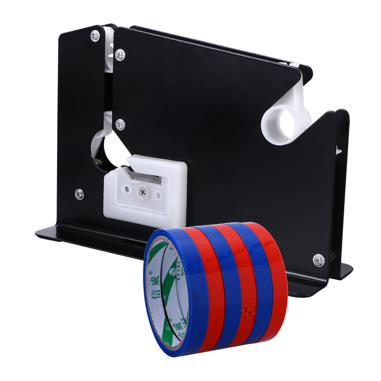 Metal Bag Neck Sealer Tape Dispenser with 6 Rolls 12mm Tape for Retail, Grocery, Shop Use - Random Colors Included