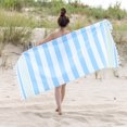 thumbnail image 2 of 100% Cotton Filippo Fouta Beach Towel, Lightweight, Soft and Absorbent Terry Cloth Backing,Nautical Stripes Pattern Travel Bath Towel , 35" x 68",  Key West by Blue Nile Mills, 2 of 4