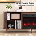 thumbnail image 5 of Dovov 70" Fireplace TV Stand for TVs Up to 80", Modern Fluted Entertainment Center Media Console Cabinet with 23" Electric Fireplace and Sliding Door, for Living Room, Walnut, 5 of 12