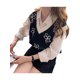 thumbnail image 5 of VISgogo - Chaleco de punto con cuello en V para mujer, diseño de flores a la moda, camisetas sin mangas apiladas VISgogo  moda, 5 of 9