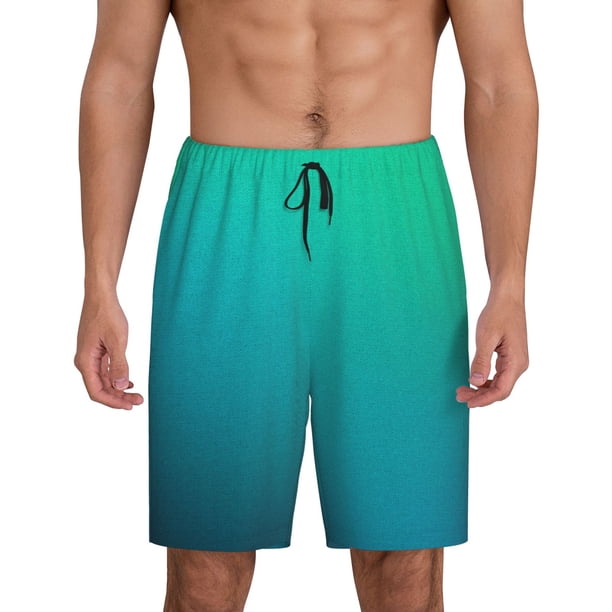 Fotbe Green Turquoise Teal Pantalones Cortos de Pijama para Hombre, Ropa de Dormir, Pantalones de Pijama Cortos para Hombre-Medium